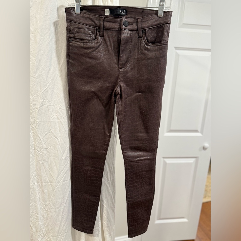 Kut from the Kloth Chocolate Croc Trousers
